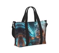 Sac fourre-tout pour ordinateur portable pour femme - Sac de sport motif dragon bleu et tigre blanc pour homme et femme, article personnel, sac de voyage, sac de week-end pour femme