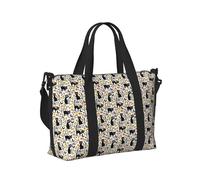 Sac fourre-tout pour ordinateur portable pour femme - Sac de sport noir insolite avec chat de dessin animé pour homme et femme - Sac de voyage à bandoulière pour voyage de nuit