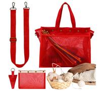Sac fourre-tout pour tricot - Organiseur en maille transparente | Rangement de fil à trois mots - Grande capacité de 320 g avec pochette en maille et fermeture magnétique pour fournitures de tricot et