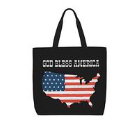 Sac Fourre-Tout Que Dieu Bénisse L'Amérique ! États-Unis Patriotiques Sac À Main Décontracté Réutilisable De Grande Capacité Sacs En Toile, Pour École, Voyage, Femmes, Tous Les Jours