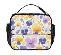 Sac fourre-tout résistant à l'eau pour adultes, garde les aliments au chaud, sacs isothermes pour l'école, le travail, l'extérieur, orange, violet, pensées, fleurs