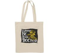 Sac fourre-tout rétro en coton naturel avec masque de peste I Wanna Be Your Doctor Blanc