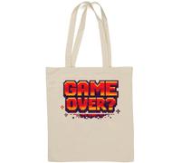 Sac fourre-tout rétro pixelisé Game Over en coton naturel blanc