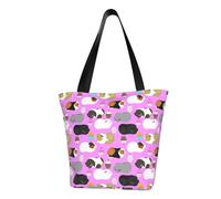 Sac fourre-tout réutilisable avec imprimé cochons d'Inde et cupcakes pour femme, grand sac à bandoulière réutilisable, grande capacité, sac à main pour le bureau, le shopping, les voyages