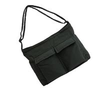 Sac fourre-tout réutilisable de grande capacité décontracté avec bandoulière pratique en toile pour un usage quotidien, Vert, One Size