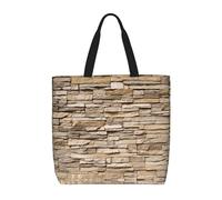 Sac fourre-tout réutilisable en toile avec impression murale de briques rustiques pour femme, grande pochette en toile de gym, sac à main portable avec poche intérieure