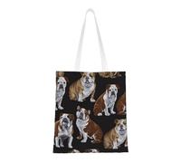 Sac fourre-tout réutilisable en toile avec imprimé bouledogues anglais