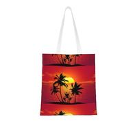 Sac fourre-tout réutilisable en toile avec imprimé coucher de soleil tropical, sac à provisions, sac à bandoulière, cadeau