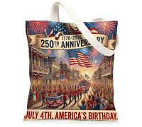 Sac fourre-tout réutilisable en toile de mouton pour le 250e anniversaire de mariage, 33 x 38 cm, 4 juillet indépendance, sac d'épicerie réutilisable pour femme, peinture esthétique patriotique