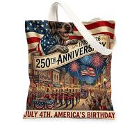 Sac fourre-tout réutilisable en toile pour le 250e anniversaire de mariage - 33 x 38 cm - 4 juillet - Sac d'épicerie réutilisable pour femme, motif patriotique et esthétique