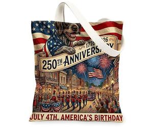 Sac fourre-tout réutilisable en toile pour le 250e anniversaire de mariage - 33 x 38 cm - 4 juillet - Sac d'épicerie réutilisable pour femme, motif patriotique et esthétique