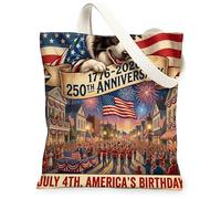 Sac fourre-tout réutilisable en toile pour le 250e anniversaire de mariage Motif Border Collie 33 x 38,1 cm, 4 juillet indépendance pour femme, motif patriotique esthétique, cadeau décoratif