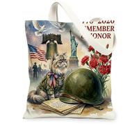 Sac fourre-tout réutilisable en toile pour le 250e anniversaire de mariage - Motif chat persan - 33 x 38 cm - 4 juillet - Sac d'épicerie réutilisable pour femme, peinture patriotique et esthétique