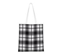 Sac fourre-tout réutilisable et pliable en toile avec imprimé chou vif pour voyage, plage, gym, travail, école, Plaid noir et blanc., Taille unique