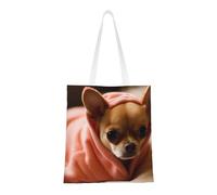 Sac fourre-tout réutilisable et pliable en toile avec imprimé raton laveur pour voyage, plage, gym, travail, école, Chihuahua déprimé., Taille unique