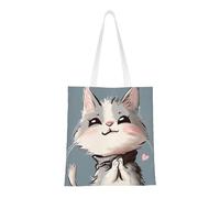 Sac fourre-tout réutilisable et pliable en toile avec motif constellation, amas d'étoiles, galaxies, pour voyage, plage, gym, travail, école, Imprimé chat de dessin animé, Taille unique