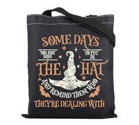 Sac fourre-tout réutilisable motif sorcière « Some Days I Just Have To Put On The Hat » Sac d'épicerie Sac à bandoulière pour Halloween, Sac fourre-tout pour chapeau, 35*40cm