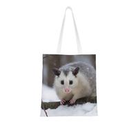 Sac fourre-tout réutilisable pliable en toile avec imprimé balle de golf, coucher de soleil et arbre pour voyage, plage, gym, travail, école, Opossum in Snow, Taille unique