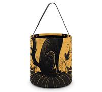 Sac fourre-tout réutilisable pour Halloween, deux bonshommes de neige, sac à goûter portable pour cadeaux de shopping, Chaton sur citrouille, Taille unique