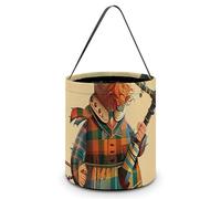 Sac fourre-tout réutilisable pour Halloween, forme abstraite marron, sac à goûter portable pour cadeaux, shopping, Cornemuse écossaise de dessin animé, Taille unique