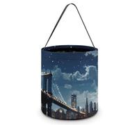 Sac fourre-tout réutilisable pour Halloween, motif paysage des Maldives, sac à goûter portable pour cadeaux, shopping, Moon Light New York City, Taille unique