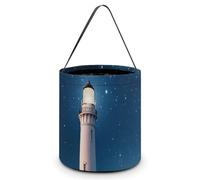 Sac fourre-tout réutilisable pour Halloween, motif pont de Brooklyn, sac à goûter portable pour cadeaux, shopping, Phare sous la nuit étoilée, Taille unique