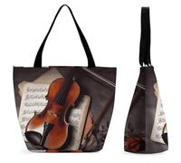 Sac fourre-tout réutilisable pour partitions de violon, sac fourre-tout décontracté, sac à bandoulière, sac à main pour femme, partition de violon, taille unique, Partitions pour violon, One Size