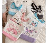 Sac fourre-tout réversible officiel Sanrio - Hello Kitty, Kuromi, My Melody & Friends, sac de courses imprimé recto verso, sac fourre-tout surdimensionné en coton 43 * 31 cm, soufflet de 12 cm, poche