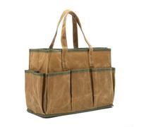 Sac fourre-tout robuste en toile cirée avec 10 poches pour jardiniers et bricoleurs, robuste et facile à transporter (kaki)