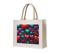 Sac fourre-tout romantique avec imprimé cœur rouge élégant, réutilisable, respectueux de l'environnement, en toile, voyage, plein air, tous les jours