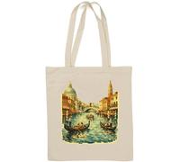 Sac fourre-tout romantique en coton naturel avec balade à travers les canaux historiques Blanc