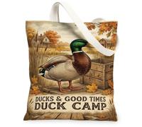 Sac fourre-tout rustique en toile Motif canard colvert 33 x 38 cm, Orange