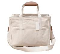 Sac fourre-tout seau | Sac à main portable de grande capacité | Sac fourre-tout multifonction avec bandoulière réglable en toile, blanc, Refer to description