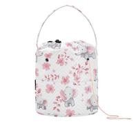 Sac fourre-tout simple en forme de fleur et d'éléphants Safari, sac de rangement portable pour kit de tricot, organiseurs de crochet