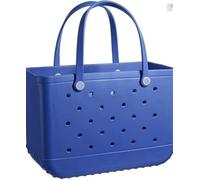 Sac fourre-tout spacieux en caoutchouc, unisexe, grand sac de plage imperméable, léger, lavable, durable - Sac à main de plage en EVA tout usage, bleu foncé, 1