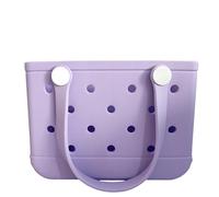 Sac fourre-tout spacieux en caoutchouc, unisexe, grand sac de plage imperméable, léger, lavable, durable - Sac à main de plage en EVA tout usage, violet clair, 1
