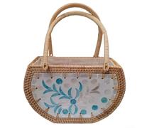 Sac fourre-tout spacieux en rotin fait à la main avec des accents de coquillages pour tous vos besoins d'été