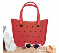 Sac fourre-tout surdimensionné imperméable en Eva - Résistant au sable, sac ouvert | Sports de piscine de plage Sac de voyage léger et lavable Grand sac anti-renversement Sac de sport portat, rouge