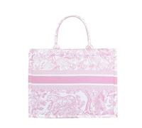 Sac fourre-tout tendance de luxe en coton et lin une épaule sac à main grande capacité jacquard broderie rétro exquis graffiti, rose, Tendance
