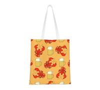 Sac fourre-tout tendance en toile avec motif de bière et écrevisses, grand sac fourre-tout réutilisable avec double poignée, sac de plage, sac de week-end