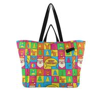 Sac fourre-tout tendance en toile pour homme - Kit de livraison de maternité - Essentiel - Père Noël coloré - Motif renne