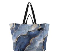 Sac fourre-tout tendance en toile pour homme, sac d'épicerie, sac de plage pour homme, kit de livraison de maternité, marbre, argent, bleu marine