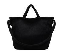 Sac fourre-tout tendance et décontracté en peluche, grande capacité, for le travail les déplacements, collection hiver 2024, Le Paquet Tot(Black)