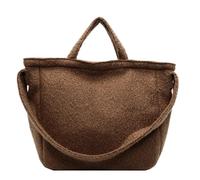 Sac fourre-tout tendance et décontracté en peluche, grande capacité, for le travail les déplacements, collection hiver 2024, Le Paquet Tot(Brown)