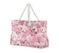 Sac fourre-tout tendance sans couture floral du milieu du siècle moderne et robuste avec poches avec poches latérales, sac de sport pour femme, idéal pour le voyage, la plage, cadeau d'anniversaire