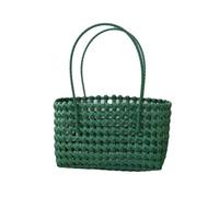 Sac fourre-tout tissé creux pour femme 28 x 18 x 12 cm, sac de plage et de bureau, pliable et sac à main à bandoulière pour vêtements de rue, léger, Vert