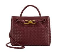 Sac fourre-tout tissé pour femme en cuir avec poignée sur le dessus, bordeaux, Medium