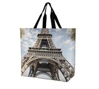 Sac Fourre-Tout Tour Eiffel Monument Français De Paris Sac À Provisions Lavables Pliable Sacs À Main, Pour Filles, Tous Les Jours, Shopping, 50x40cm