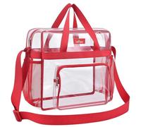 Sac fourre-tout transparent approuvé par le stade - 30,5 x 30,5 x 15,2 cm - Sac à déjeuner transparent avec poches avant - Pour festivals, concerts, événements sportifs - Rouge, Rouge