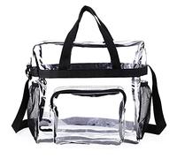 Sac fourre-tout transparent, sac de lavage en PVC de grande capacité, sacs transparents portables, sac à bandoulière à fermeture à glissière avec sangle réglable, pour salle de bain de voyage de vacan